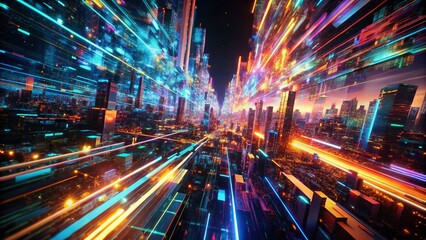 Fototapeta premium Glitch Effect Motion Animation Background in 4K for Dynamic Virtual Video Production