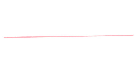 Isolated pink watercolor pencil line on transparent background.