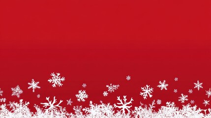 Red background template with white snow flake for holiday greeting card poster design.