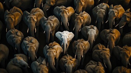 Fototapeta premium Rare white elephant stands out dramatically