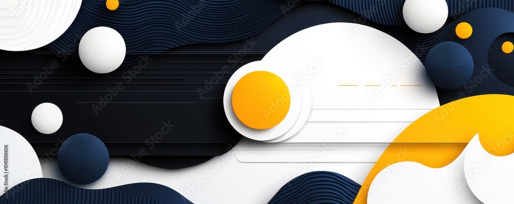 Poster a modern abstract design featuring textured shapes in black, white, and yellow, creating a visually 