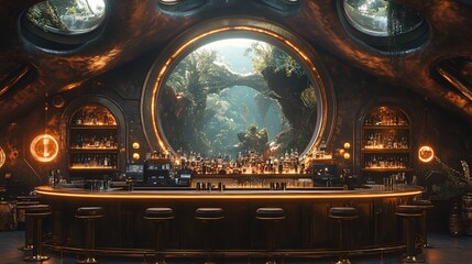 Luxury Themed Bar with Phosphorescent Mangrove Interior