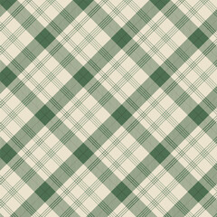 Plaid with twill weave repeat pattern.Gingham seamless pattern in green and beige.Checkered tartan Geometric graphic vector illustration background design for fabric and prints.