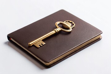 Golden Key and Foreign Passport Silhouette - Travel Abroad Concept