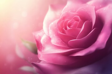 Vibrant Pink Rose Blossom in Soft Abstract Background