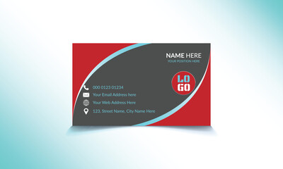 Business card Template, One Side visiting card Design, Red and white color Business Identity with logo element letter, multi color vector design.