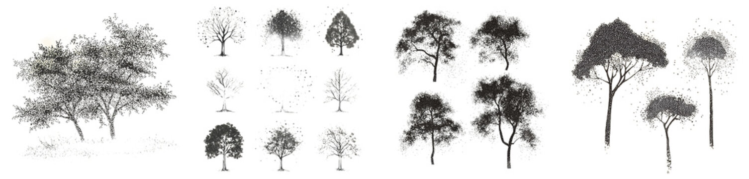 Isolated white background with modern art of a tree top