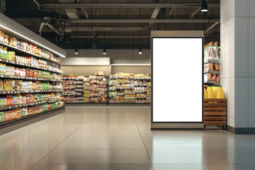 Blank advertising mockup for advertisement at the supermarket