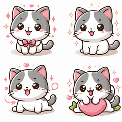 cute cat vector, illustration, animal, smile