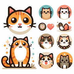 Fototapeta premium cute cat vector, illustration, animal, smile