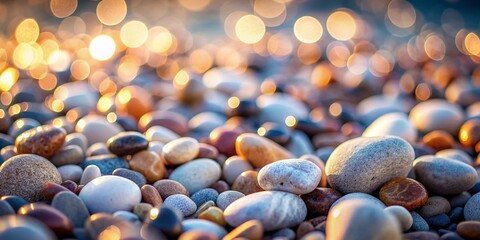 Fototapeta premium Grey Brown and White Pebbles with Bokeh Effect for Nature and Landscape Photography