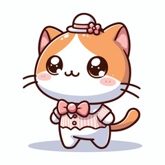 cute cat vector, illustration, animal, smile