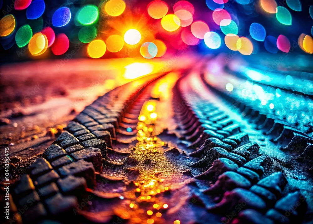 Poster grunge tire track bokeh effect - dynamic background for automotive themes