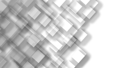 Fototapeta premium Abstract background with white, gray line and digital technology background. White geometric minimal and rectangle shape banner design. Modern background used about technology. 