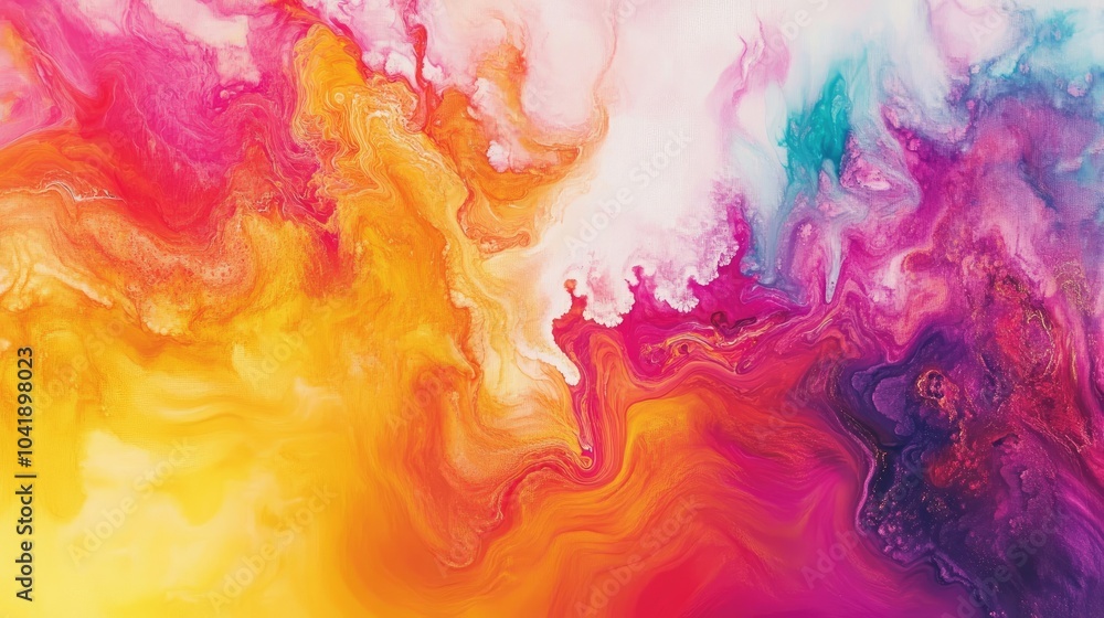 Poster mesmerizing tendrils of vibrant fluid pigments intertwine in abstract patterns, creating a dynamic a