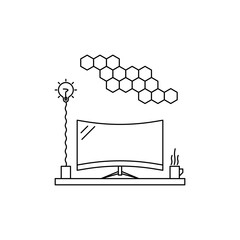 Aesthetic pc setup icon with ornaments, PC Setup Icon