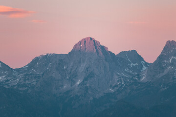 Sunrise in the pyhrn priel region at the totes gebirge