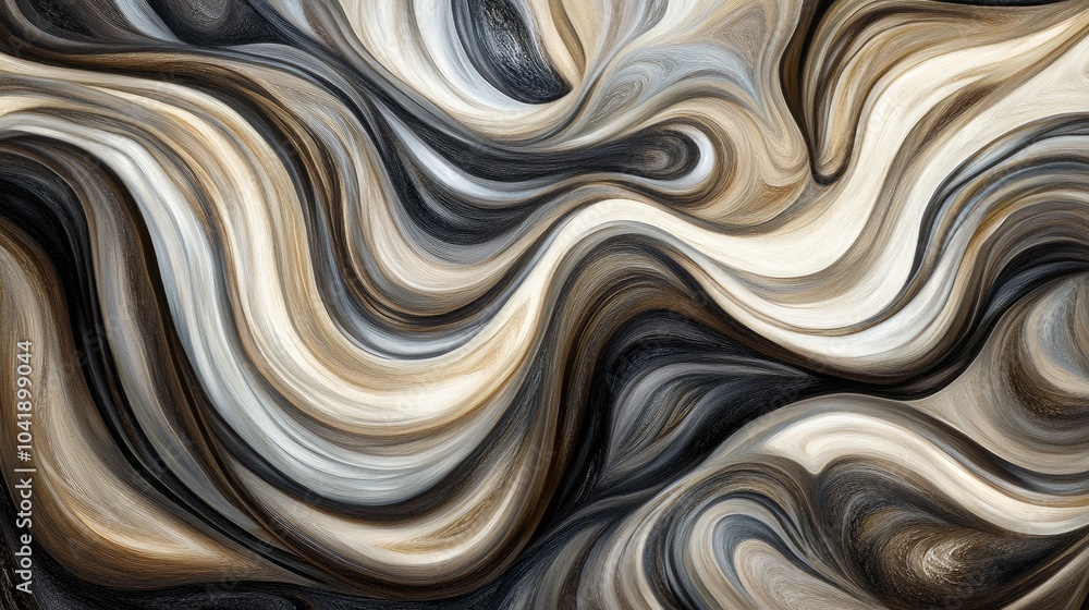 Poster muted earth-toned organic lines flowing in a mesmerizing pattern, intertwining gracefully and evokin