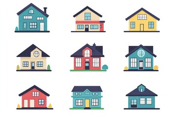 real state pack icons, minimalist and outline basic straight lineal