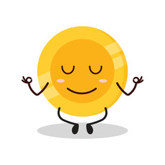 cute yoga expression of coin cartoon character