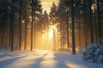 Serene Winter Forest with Soft Light