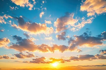 Naklejka premium Beautiful Sunset Over Cloudy Sky with Vibrant Colors