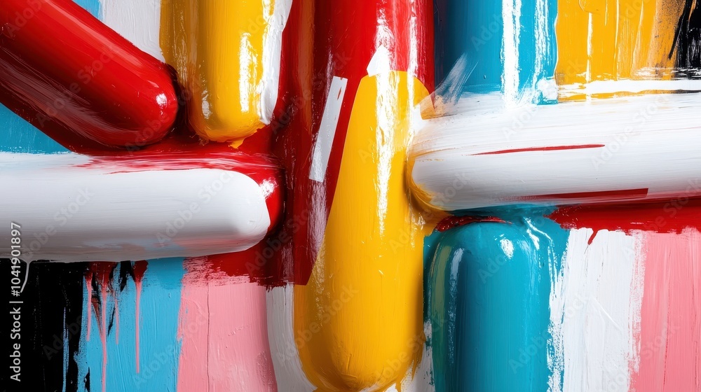 Aufkleber a vibrant and bold abstract painting full of overlapping colorful strokes, creating dynamic textures
