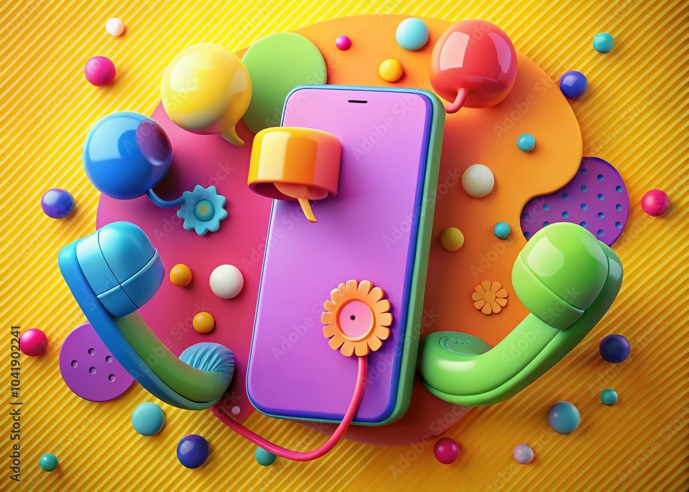 Poster handset and speech bubble animation for dynamic communication visuals in motion graphics