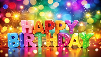 Happy Birthday Typography Kit with Bokeh Effect for Celebratory Cards and Designs