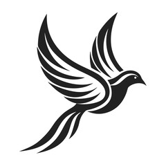 Elegant Bird in Flight Silhouette Vector for Logos and Design.