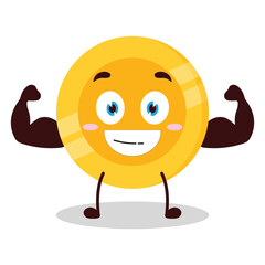 cute masculine healthy athlete expression of coin cartoon character