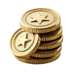 Shining star design on gold coins