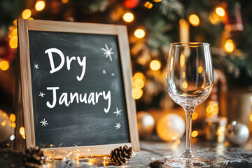 Dry January and empty glass,no alcohol month,health and wellness,mindful drinking