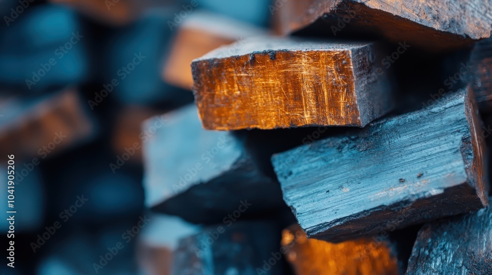 Poster a close-up image captures metallic textured rocks reflecting warm light to create a captivating orga