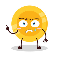 cute weird expression of coin cartoon character
