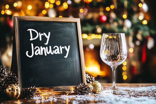 Dry January and empty glass,no alcohol month,health and wellness,mindful drinking
