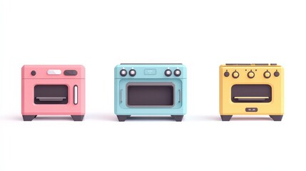 Obraz premium Colorful Toaster and Oven Illustrations for Kitchen Decor