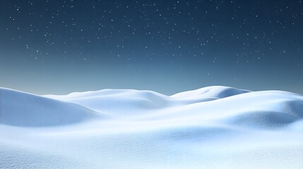 Fresh Snow Blankets Nature Under Starlit Sky - Landscape in Winter Night Creates Perfect Mountain Scene, as Stars Guide Travel Through Rolling Hills and Arctic Beauty