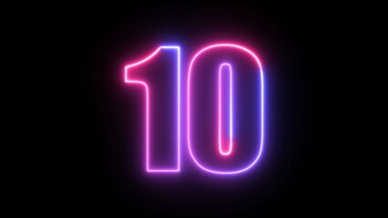 A circle with a green neon icon on a black background and the text 10 in the middle of it.