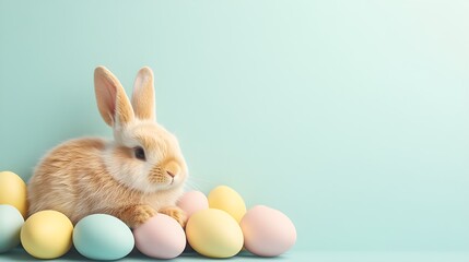 Obraz premium Bunny with Pastel Easter Eggs