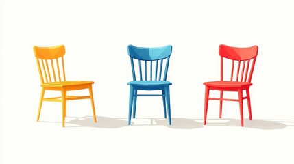 Colorful High Chairs Illustration for Modern Interiors