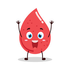 cute rise hand happy expression of blood character