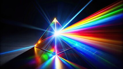 Close-Up abstract colorful rainbow light leak prism flare photography overlay on black background