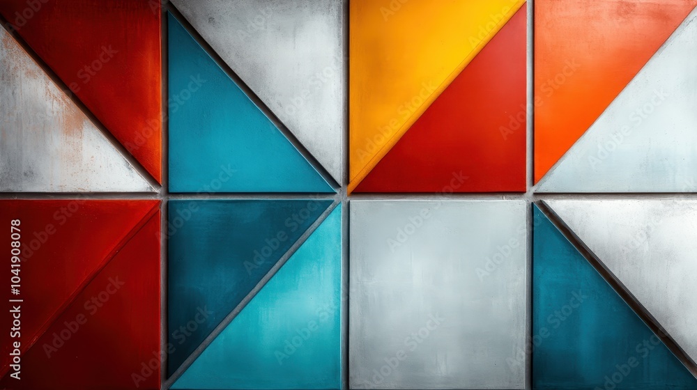 Aufkleber the image features colorful geometric tiles arranged in an intricate pattern, showcasing interplay b