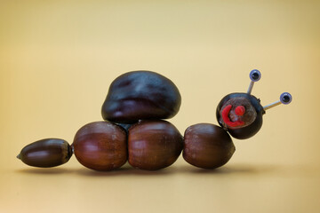 autumn, figurines, chestnuts, background, cut off, handwork, cra