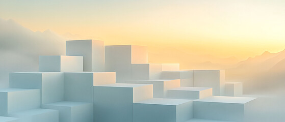 Abstract geometric blocks on light background, 3d render, Background wallpaper design