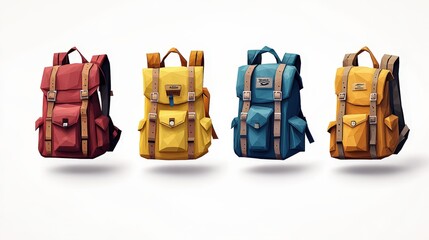 Obraz premium Colorful Backpacks for Outdoor Adventures