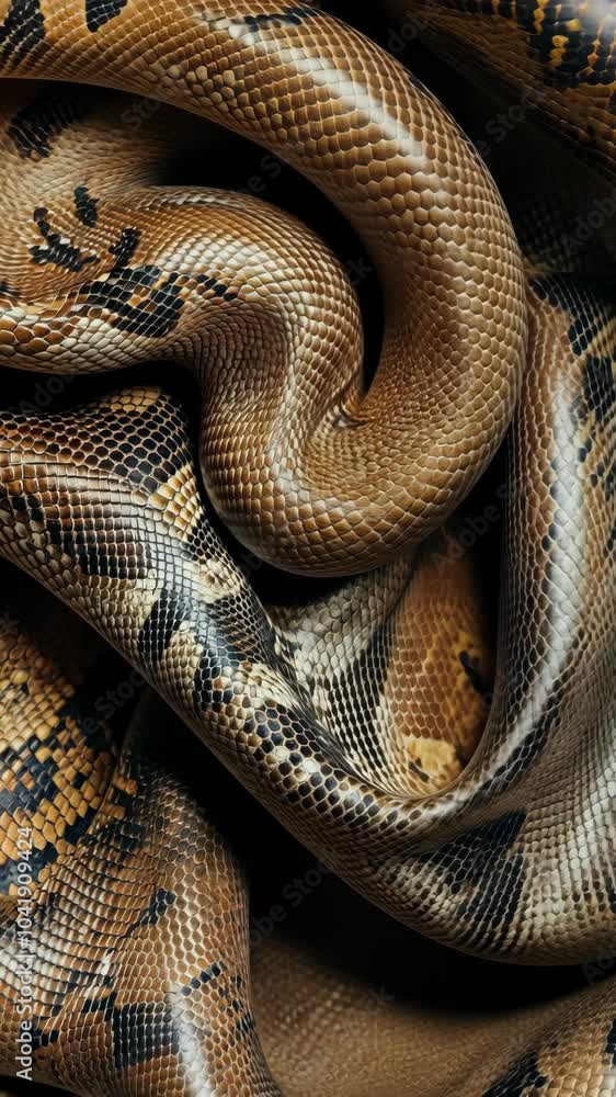 Poster gracefully coiling large python showcasing intricate scales and patterns