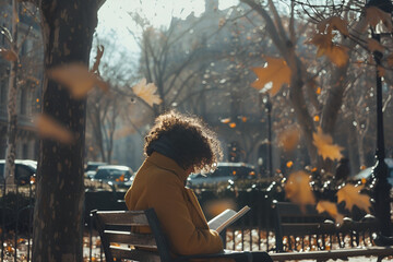 Fototapeta premium Cozy autumn reading in the park