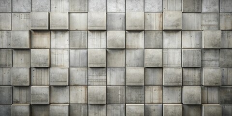 Asymmetrical abstract concrete wall with square tile